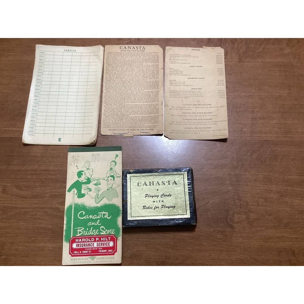VTG Canasta Card Game With Instructions and Score Sheets 1939-1940